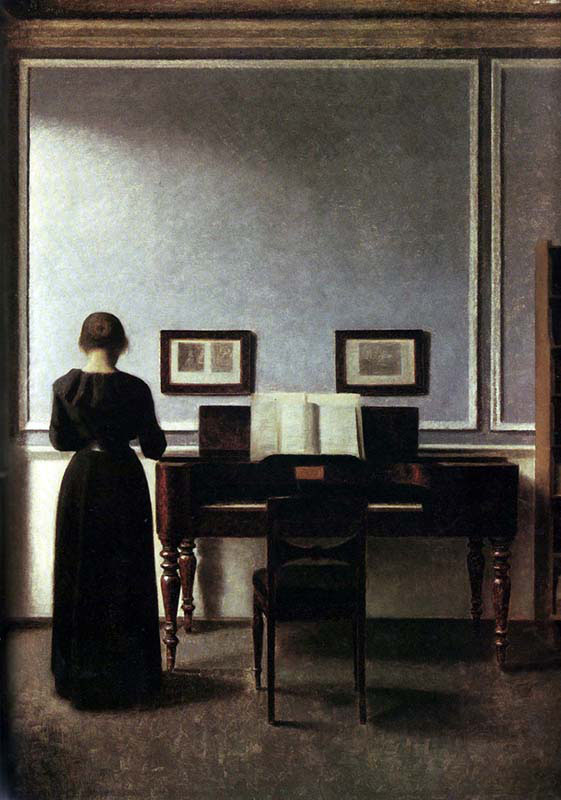 Interior with Piano and Woman in Black